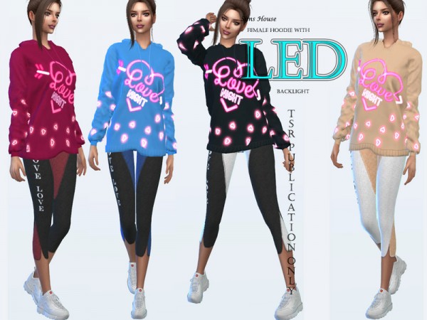  The Sims Resource: Hoodie with LED Heart by Sims House