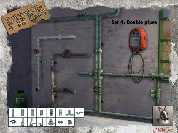  The Sims Resource: Pipes 4: Double Pipes by Cyclonesue