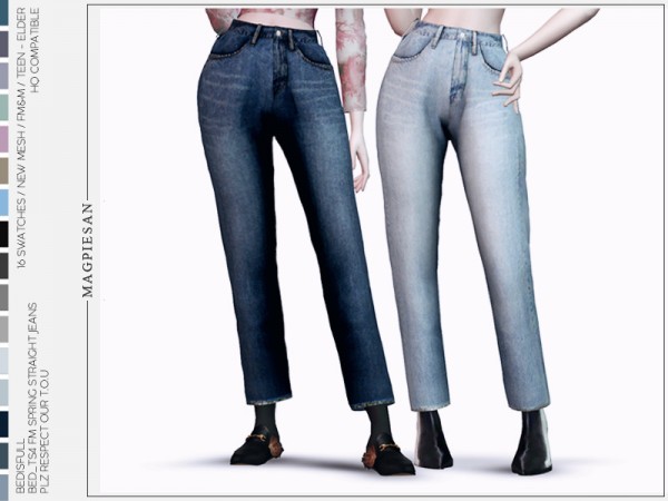  The Sims Resource: Spring straight jeans by magpiesan