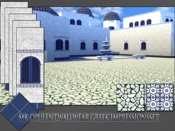  The Sims Resource: Opulent Wallwear Greek Impressions Set by matomibotaki