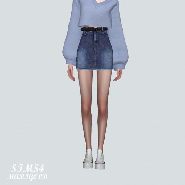  SIMS4 Marigold: P Denim Skirt With Belt