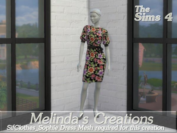  The Sims Resource: Floral Sophie Dress by melindacreations