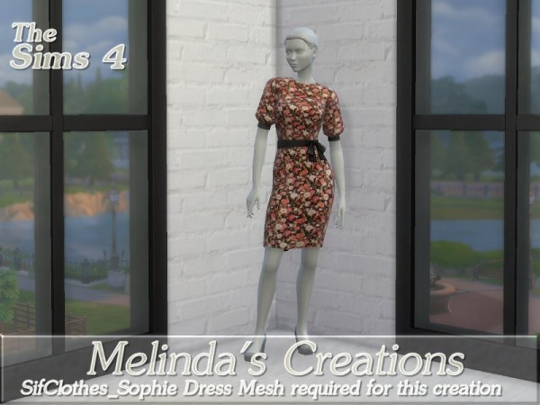  The Sims Resource: Floral Sophie Dress by melindacreations