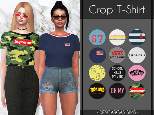  Descargas Sims: Crop T Shirt
