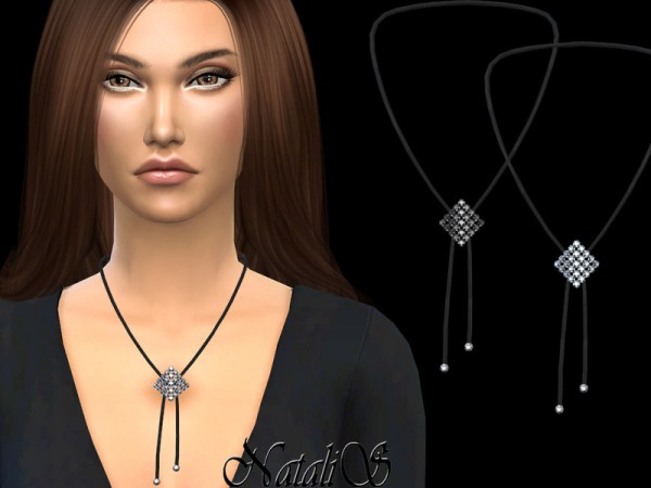  The Sims Resource: Curved square crystal necklace by NataliS