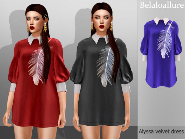 The Sims Resource: Belaloallure Alyssa velvet dress by belal1997