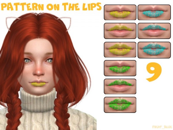  The Sims Resource: Pattern on the lips 3 ver by Fruit Blue