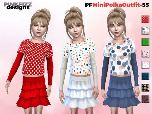  The Sims Resource: Mini Polka Oufit by Pinkfizzzzz
