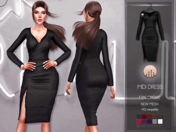  The Sims Resource: Midi Dress BD218 by busra tr