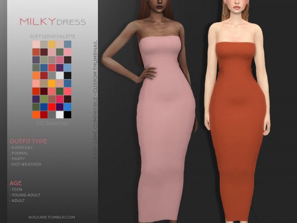  The Sims Resource: Milky Dress by Kouukie