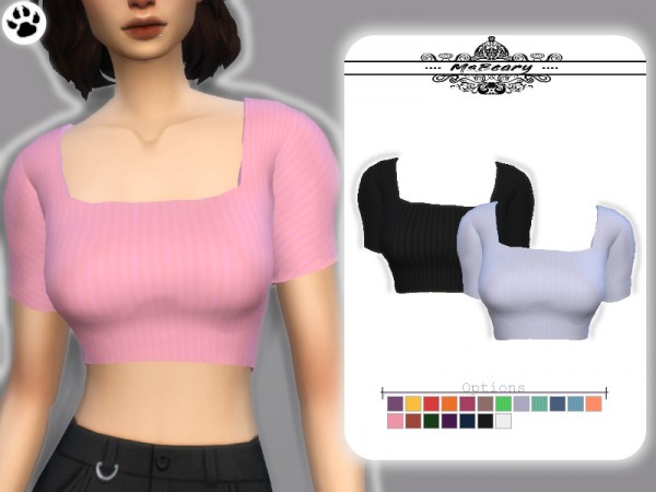  The Sims Resource: Puffy Sleeve Striped Top by MsBeary