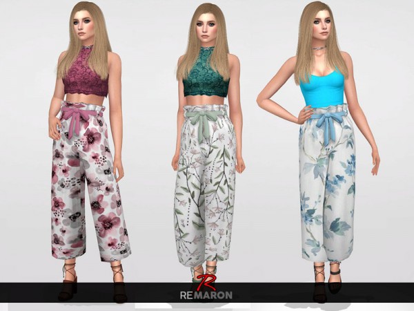  The Sims Resource: Floral Pants 01 for Women by remaron