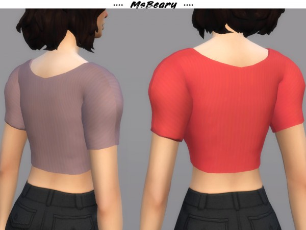  The Sims Resource: Puffy Sleeve Striped Top by MsBeary