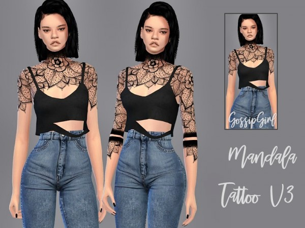  The Sims Resource: Mandala Tattoo V3 by GossipGirl S4