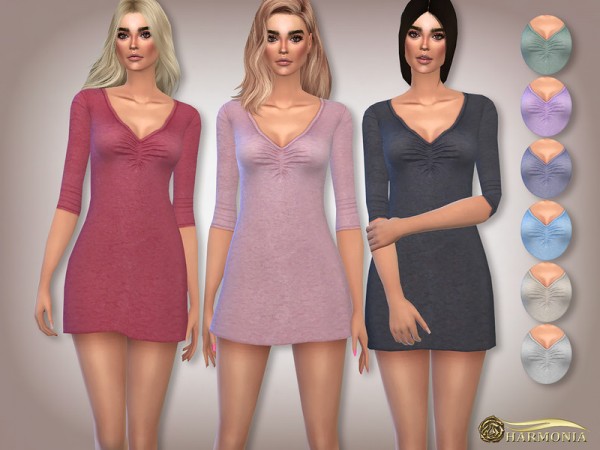  The Sims Resource: Ruched Front V Neck Nightie Dress by Harmonia