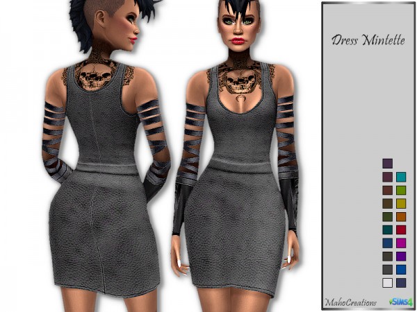  The Sims Resource: Leather Dress Mintette by MahoCreations