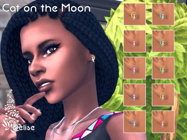  Sims Artists: Earrings Cat on the Moon