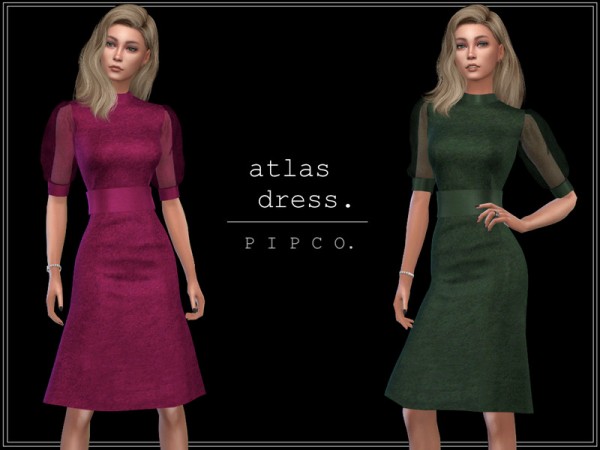  The Sims Resource: Atlas dress   sheer sleeves by Pipco