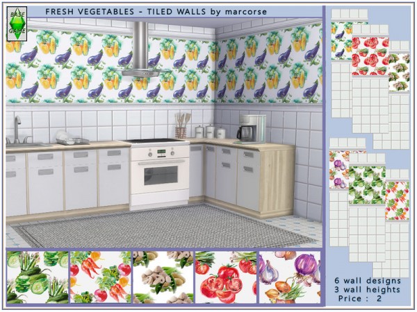  The Sims Resource: Fresh Vegetables   Tiled Walls by marcorse