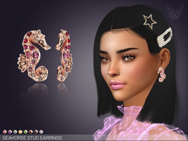  The Sims Resource: Seahorse Stud Earrings by feyona