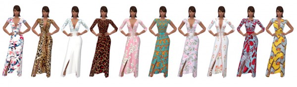  Sims 4 Sue: Front Slit Maxi Dress