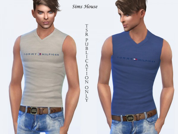 The Sims Resource: Men's T-shirt without sleeves by Sims House • Sims 4 ...