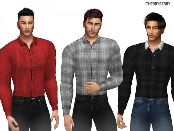  The Sims Resource: Linen Mens Shirt by CherryBerrySim