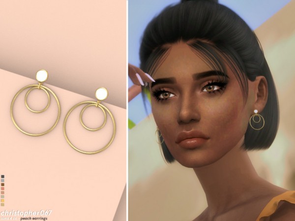  The Sims Resource: Peach Earrings by Christopher067