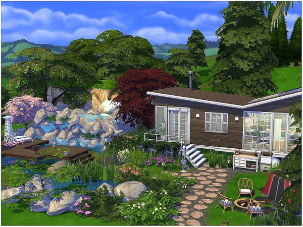  The Sims Resource: WaterFall Cabin by lotsbymanal