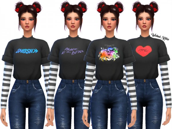  The Sims Resource: Kassi Layered Tee Shirts by Wicked Kittie