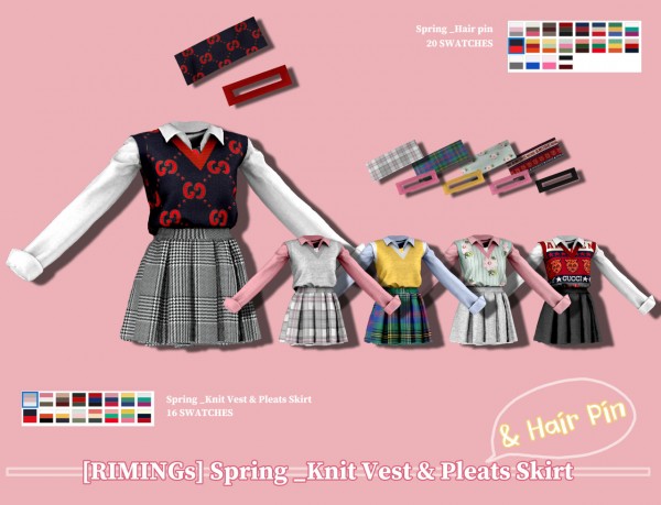  Rimings: Spring Knit Vest and Pleats Skirt