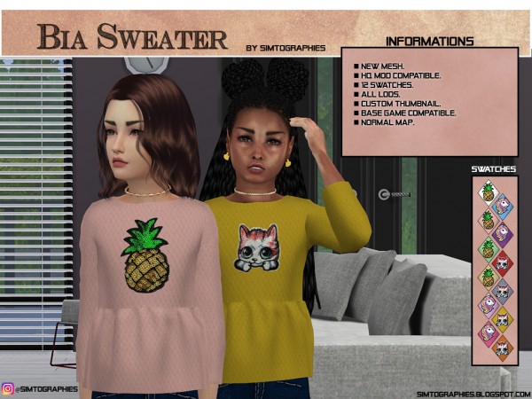 Simtographies: Bia Sweater • Sims 4 Downloads