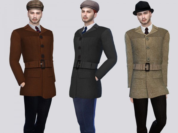  The Sims Resource: Plain Belted Coat by McLayneSims