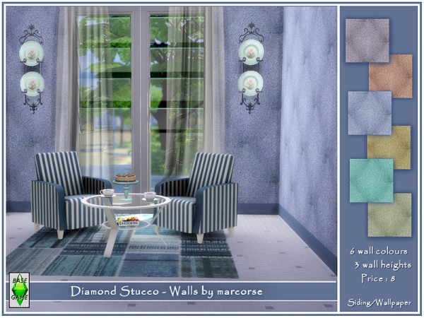  The Sims Resource: Diamond Stucco Walls by marcorse