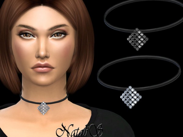 The Sims Resource: Curved square crystal choker by NataliS
