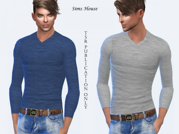  The Sims Resource: Mens slim long sleeved sweater by Sims House