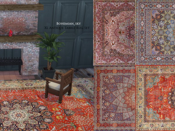  The Sims Resource: XL Antique Tabriz Rug Set by Bohemian sky