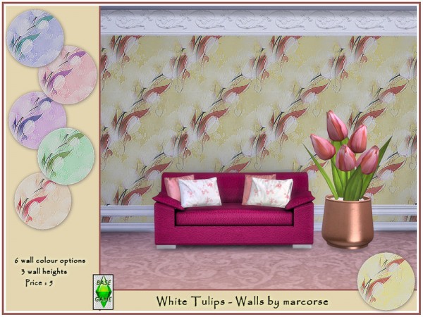  The Sims Resource: White Tulips   Walls by marcorse