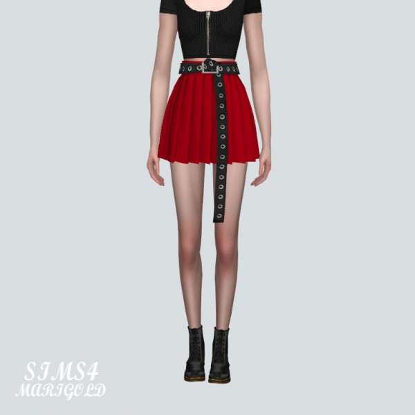  SIMS4 Marigold: Pleats Skirt with Long Belt H V