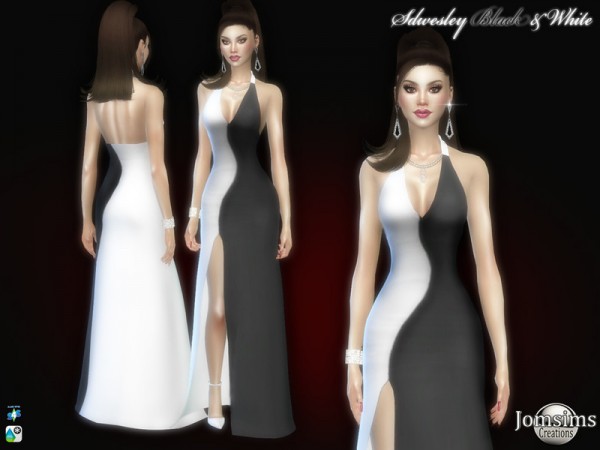  The Sims Resource: Sdwesley black and white dress by jomsims