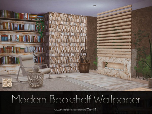  The Sims Resource: Modern Bookshelf Wallpaper by Caroll91