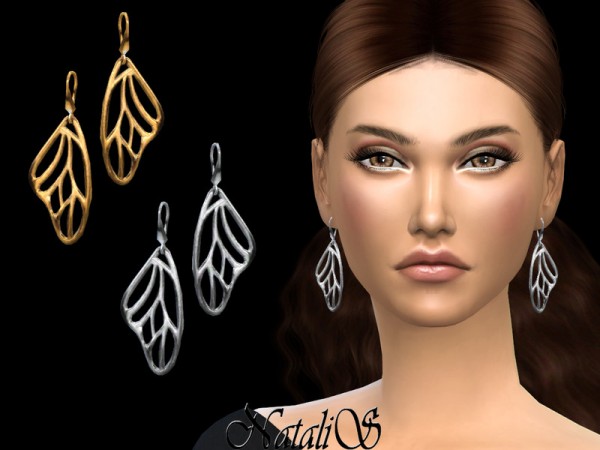  The Sims Resource: Butterfly wing drop earrings by NataliS