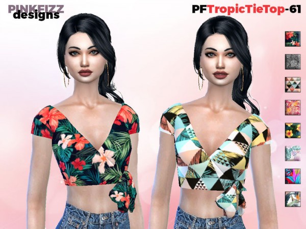  The Sims Resource: Tropic Tie Top   PF61 by Pinkfizzzzz