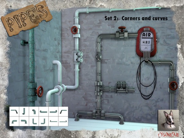  The Sims Resource: Pipes Set 2: Corners and curves by Cyclonesue
