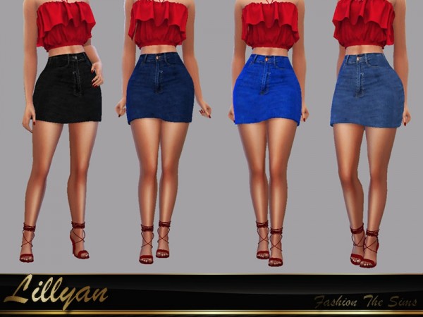  The Sims Resource: Skirt jeans Melissa by LYLLYAN