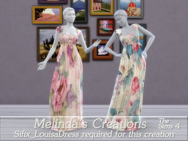  The Sims Resource: Silk Floral Night Gown by melindacreations