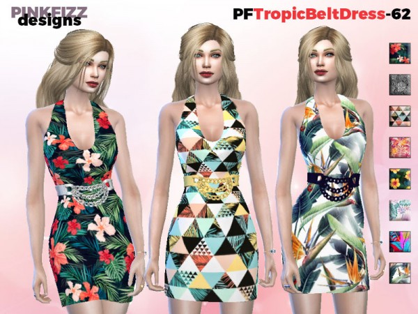  The Sims Resource: Tropic Belt Dress by Pinkfizzzzz