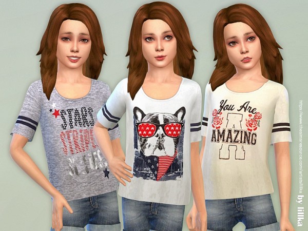  The Sims Resource: Sporty Tee for Girls 2 by lillka