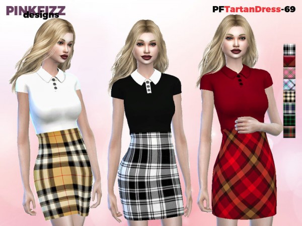  The Sims Resource: Tartan Dress   PF69 by Pinkfizzzzz