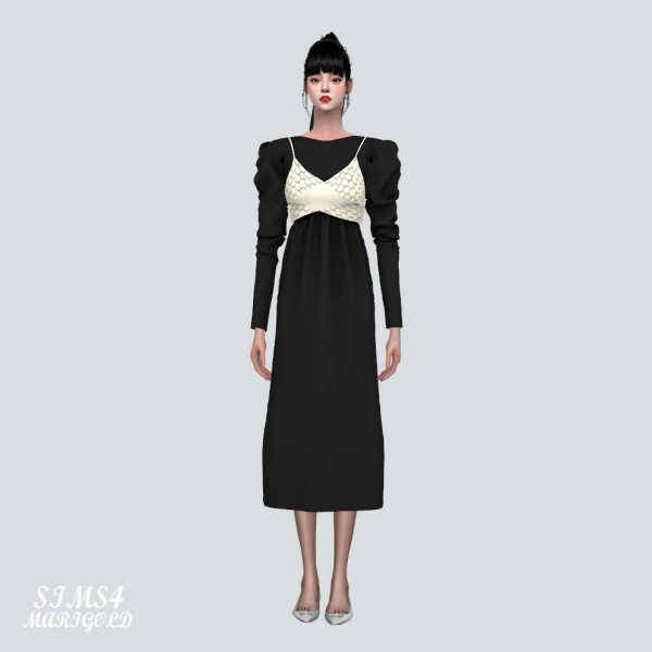  SIMS4 Marigold: S Lace Ribbon Bustier With Long Dress
